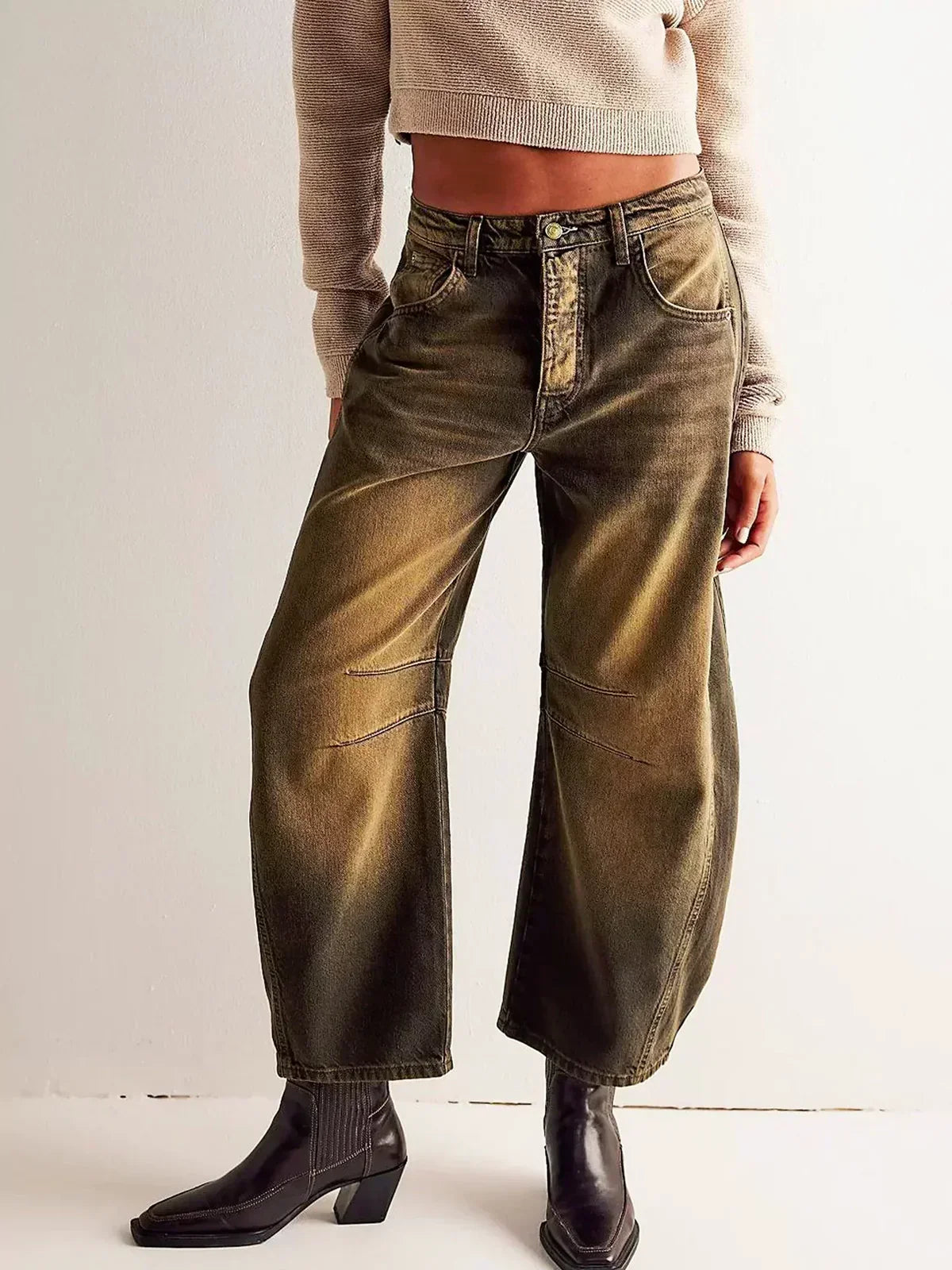 TAVIRA™ LEOPARD BARREL JEANS