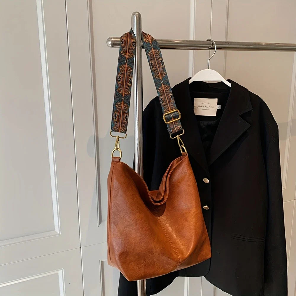 LOVELY LUXE™ — WIDE GEOMETRIC STRAP LARGE CAPACITY CROSSBODY BAG