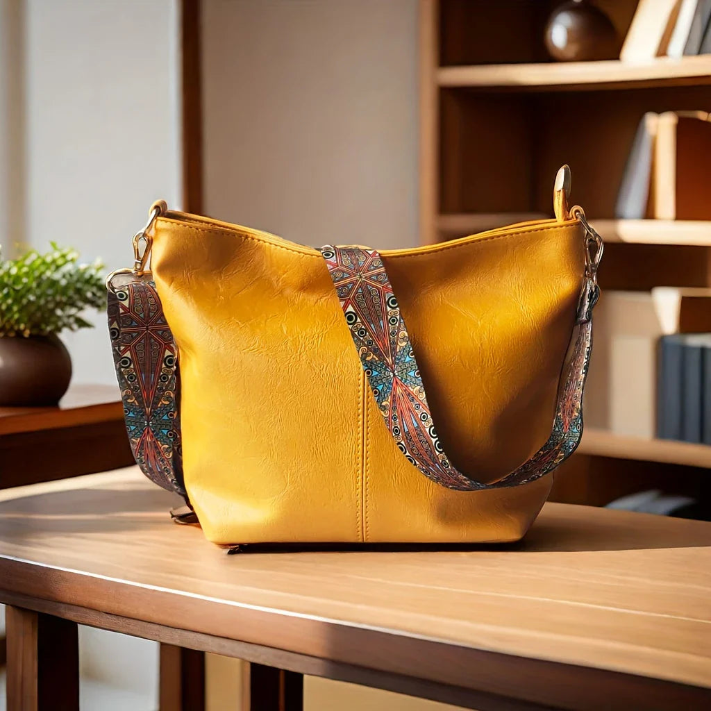 LOVELY LUXE™ — WIDE GEOMETRIC STRAP LARGE CAPACITY CROSSBODY BAG