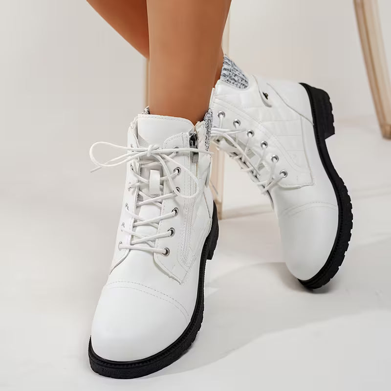 JADE AUTUMN BOOTS - Low-Heel & Knitted Collar