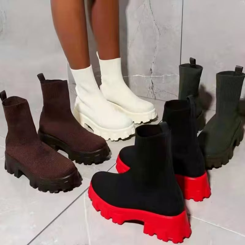 MIA AUTUMN BOOTS - Thick-Soled & Knitted