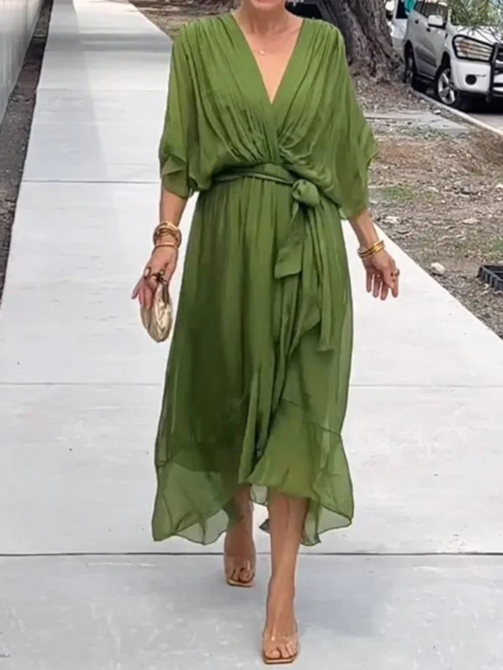 TAYLORIA™ – STYLISH & ELEGANT V-NECK CHIFFON DRESS