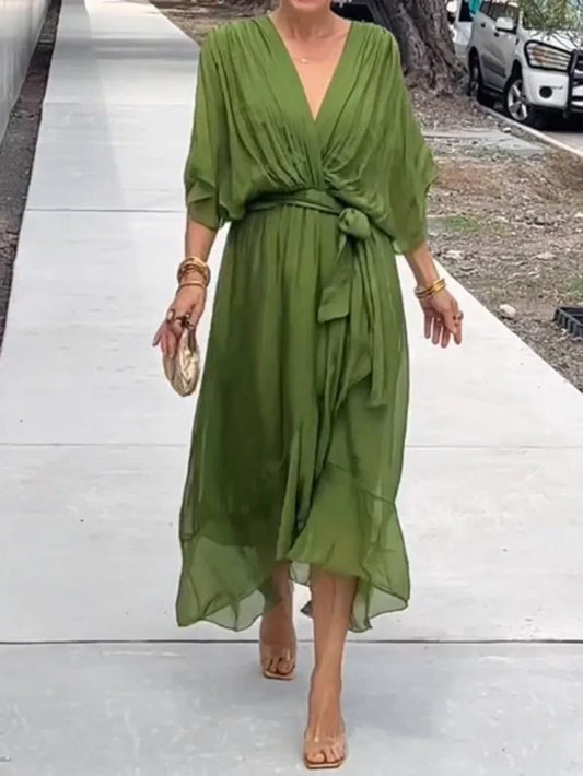 TAYLORIA™ – STYLISH & ELEGANT V-NECK CHIFFON DRESS