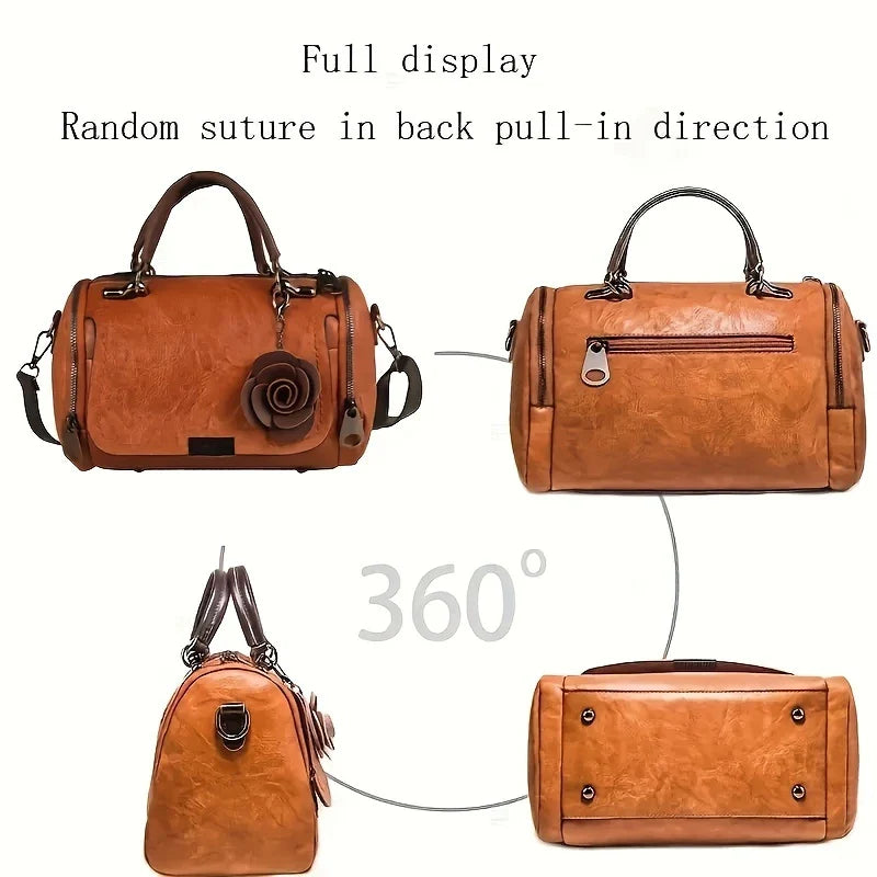 BELLEVA BLOOM™ — WOMEN’S BOSTON HANDBAG WITH FLOWER PENDANT