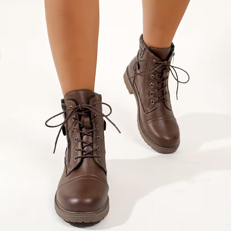 JADE AUTUMN BOOTS - Low-Heel & Knitted Collar
