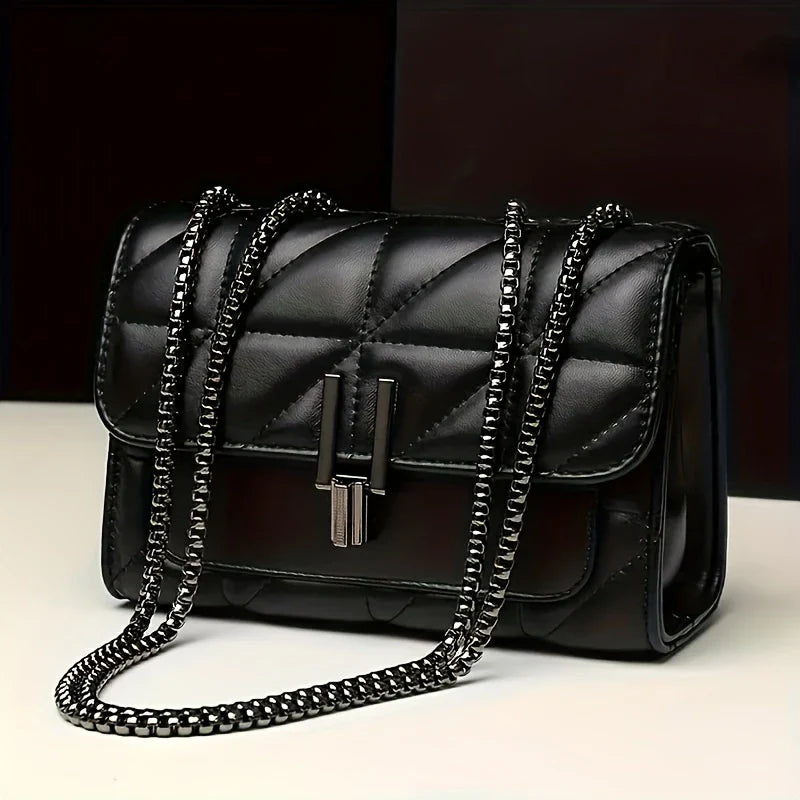 NOIR TARTANE™ — ELEGANT BLACK MINI TARTAN CROSSBODY BAG