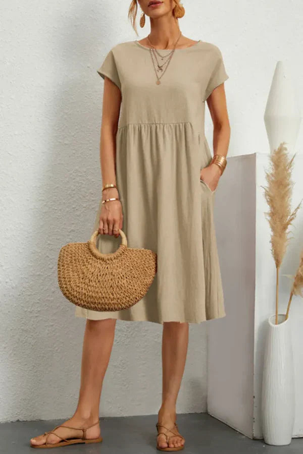 MELVARA™ – MONOTONE PATCHWORK CASUAL DRESS SHORT SLEEVES