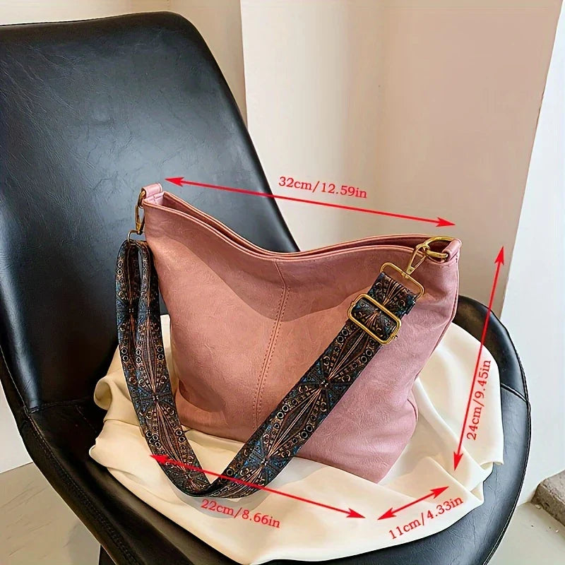 LOVELY LUXE™ — WIDE GEOMETRIC STRAP LARGE CAPACITY CROSSBODY BAG