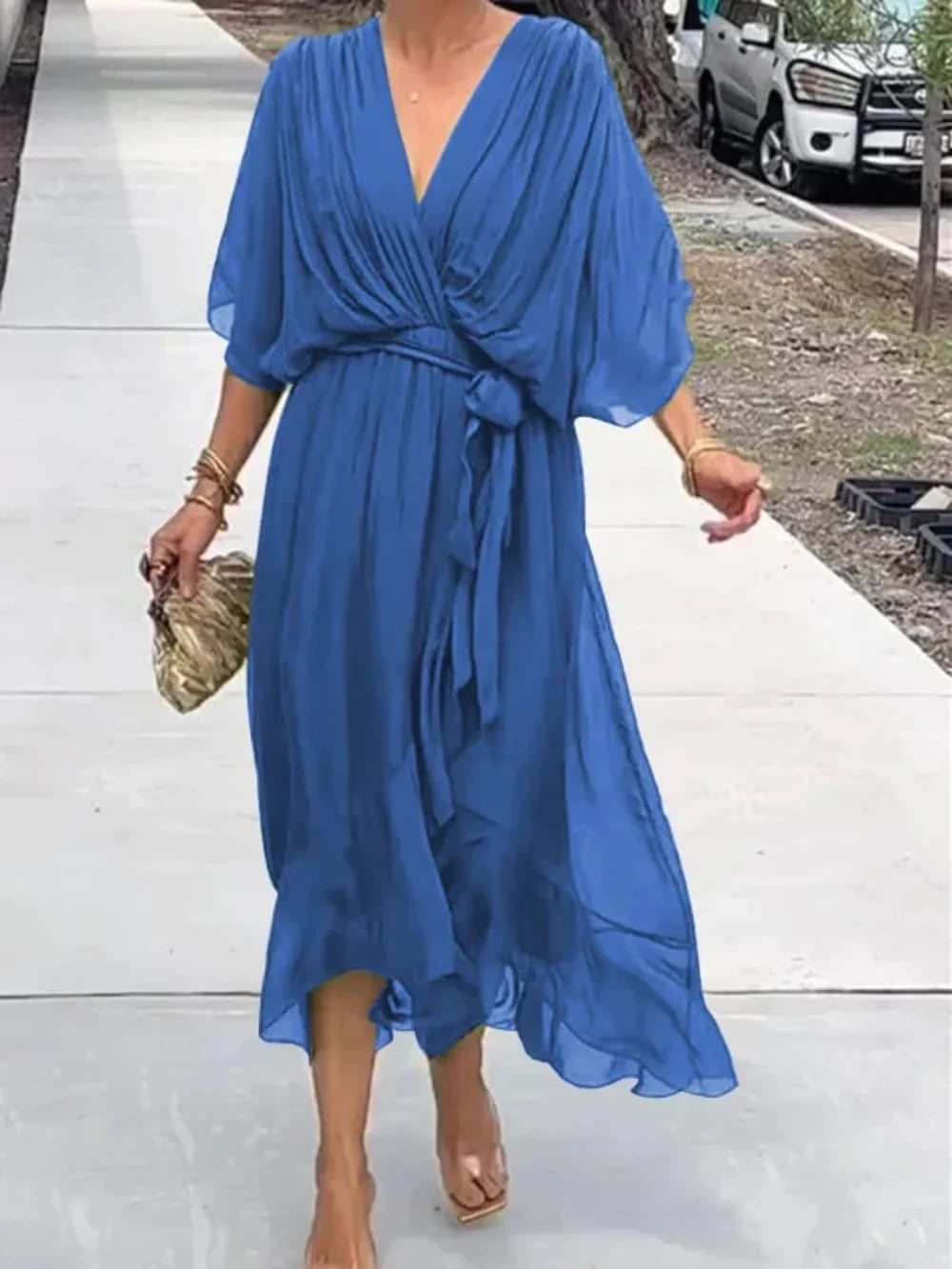 TAYLORIA™ – STYLISH & ELEGANT V-NECK CHIFFON DRESS