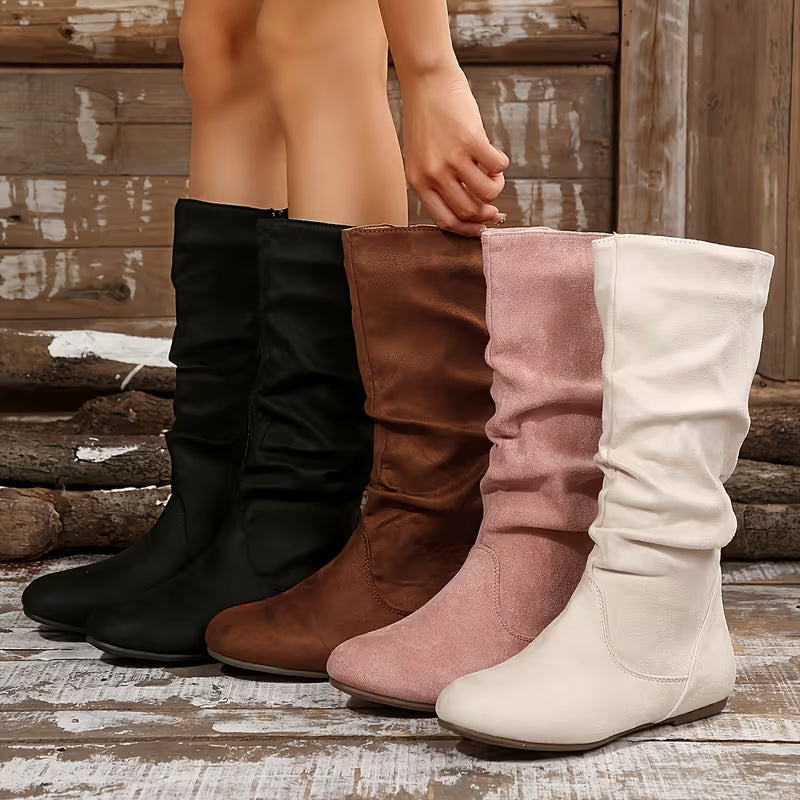 MAYA AUTUMN BOOTS - Vintage Round-Toe & Side Zipper