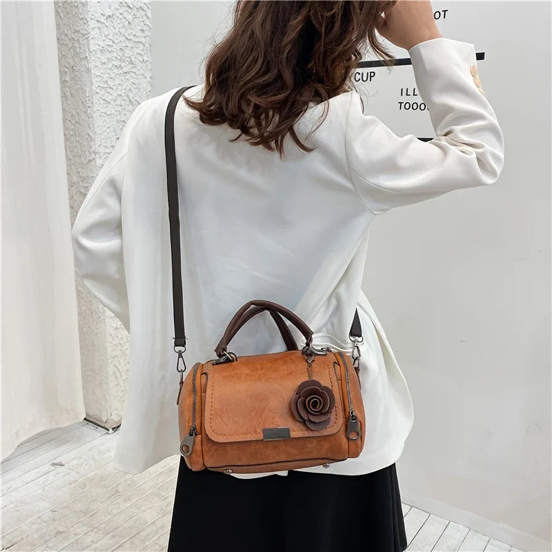 BELLEVA BLOOM™ — WOMEN’S BOSTON HANDBAG WITH FLOWER PENDANT
