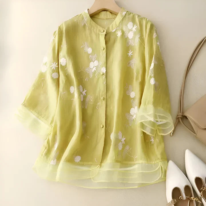 ADELLE™ | ELEGANT TOP WITH EMBROIDERED FLOWERS