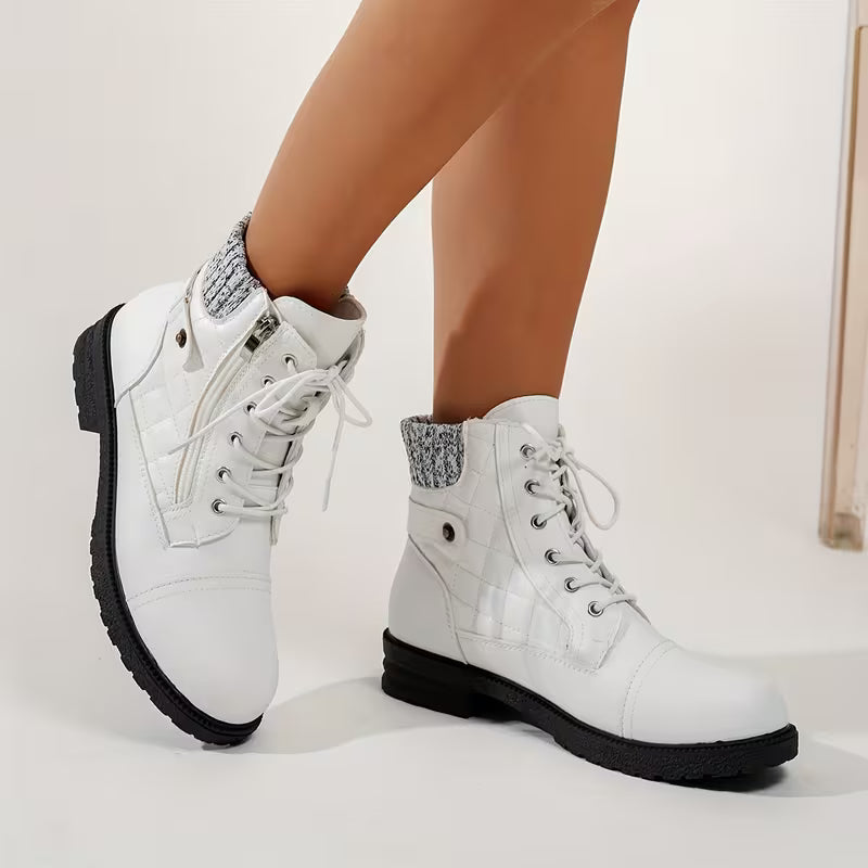 JADE AUTUMN BOOTS - Low-Heel & Knitted Collar