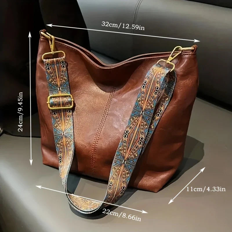 LOVELY LUXE™ — WIDE GEOMETRIC STRAP LARGE CAPACITY CROSSBODY BAG