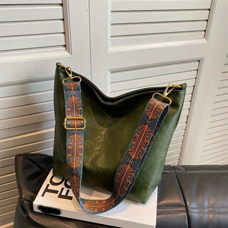 LOVELY LUXE™ — WIDE GEOMETRIC STRAP LARGE CAPACITY CROSSBODY BAG