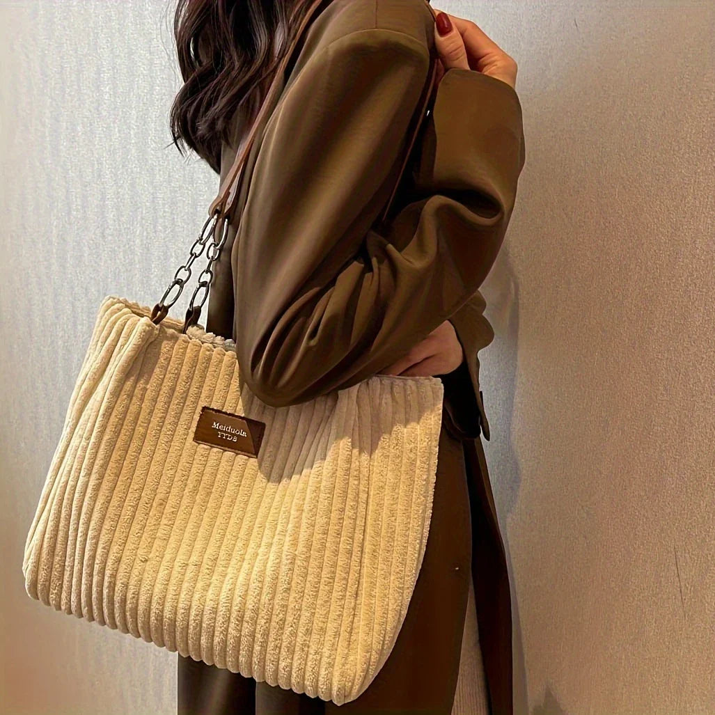 VIVA MUSE™ — SOLID COLOR SEXY CORDUROY TOTE SHOULDER BAG
