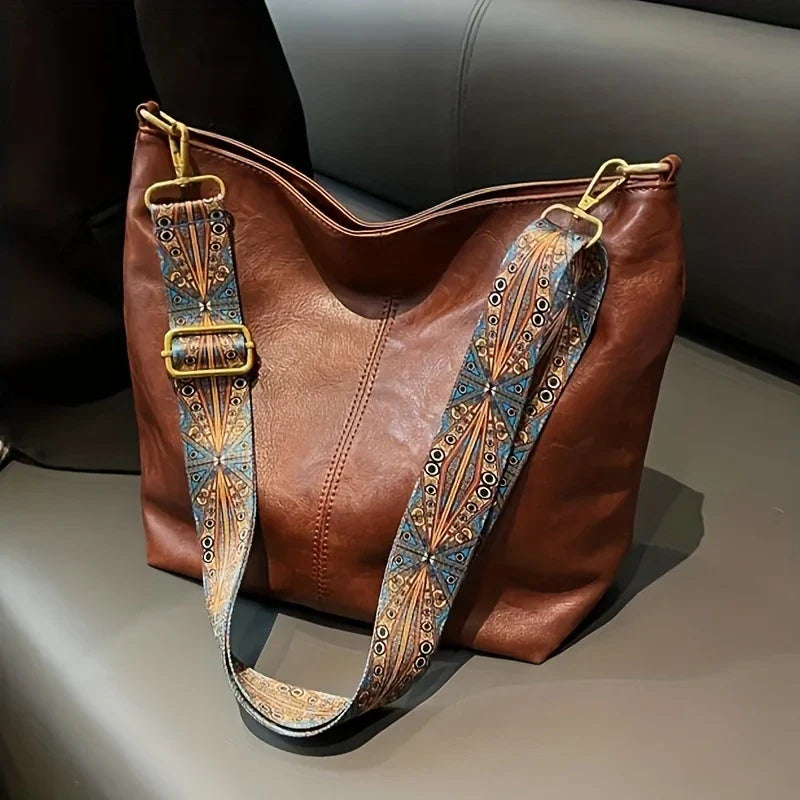 LOVELY LUXE™ — WIDE GEOMETRIC STRAP LARGE CAPACITY CROSSBODY BAG