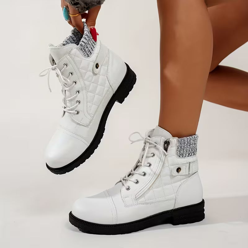 JADE AUTUMN BOOTS - Low-Heel & Knitted Collar