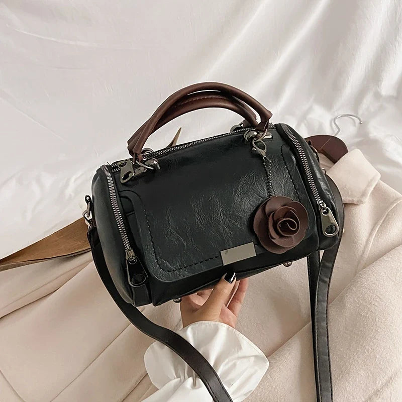 BELLEVA BLOOM™ — WOMEN’S BOSTON HANDBAG WITH FLOWER PENDANT