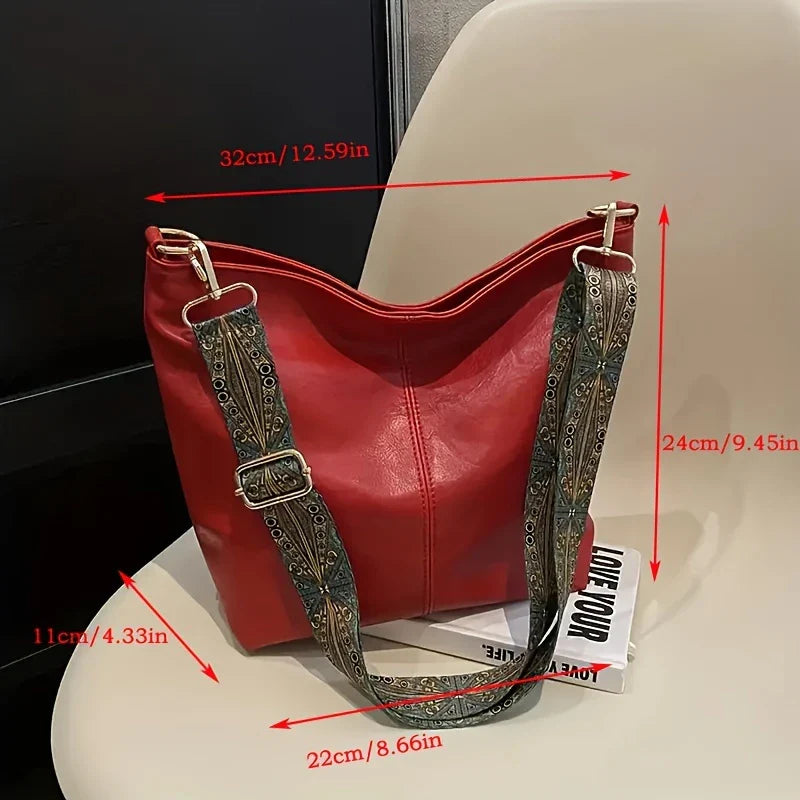 LOVELY LUXE™ — WIDE GEOMETRIC STRAP LARGE CAPACITY CROSSBODY BAG